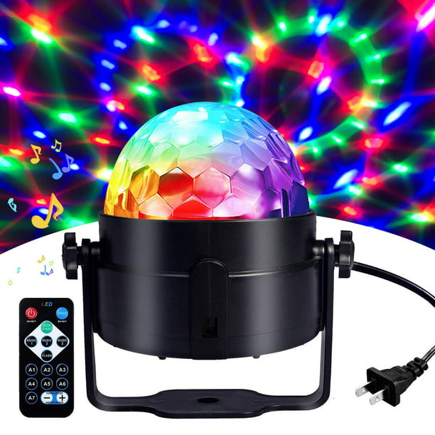 RBG Disco Ball Sound Activated Party Lights with Remote Control Dj Lighting Strobe Lamp 7 Modes Stage Par Light for Home Room Dance Parties Birthday DJ Bar Karaoke Xmas Wedding Show Club Pub 
